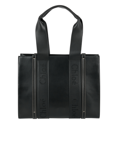 Woody Tote, &pound;530, Handbags, Black, Leather, Front view